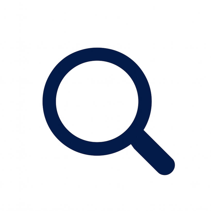 Dominate with our AI Platform Navy blue magnifying glass icon representing AI-powered research. Text: "Dominate with our AI Platform – We leverage our AI engine to conduct personalized research on your campaign targets."